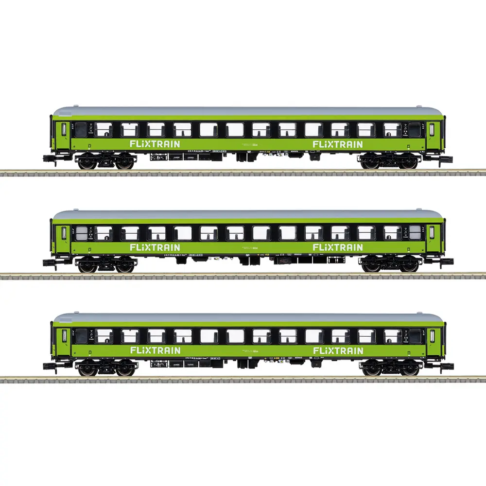 Coffret de 3 voitures de voyageurs pour train express « FlixTrain » - Minitrix 15462 - N 1/160 - Ep VI - 2R
