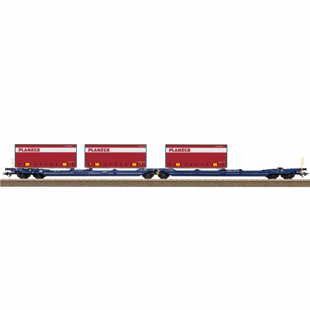 Wagon porte-conteneurs de poche Sdggmrss articulé VTG - Trix 24474 - HO 1/87 - Privée - Ep VI - 2R