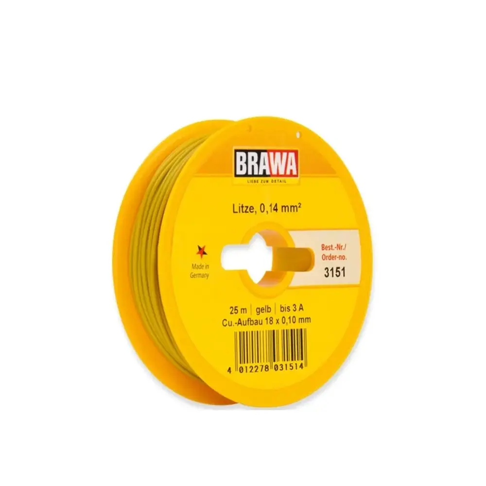 Bobine de fil électrique 0,14 mm² jaune 25 m - Brawa 3151