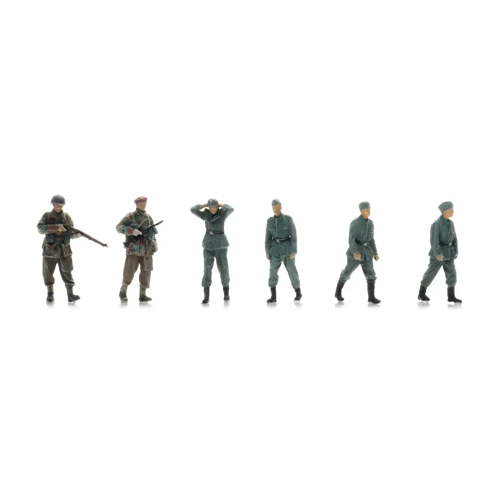4 prisonniers de guerre de la Wehrmacht + 2 gardes britanniques - Artitec 5870065 - HO 1/87