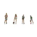 Lot de 4 personnages faisant la vaisselle - La vie en camping - ARTITEC 5160014 - N 1/160