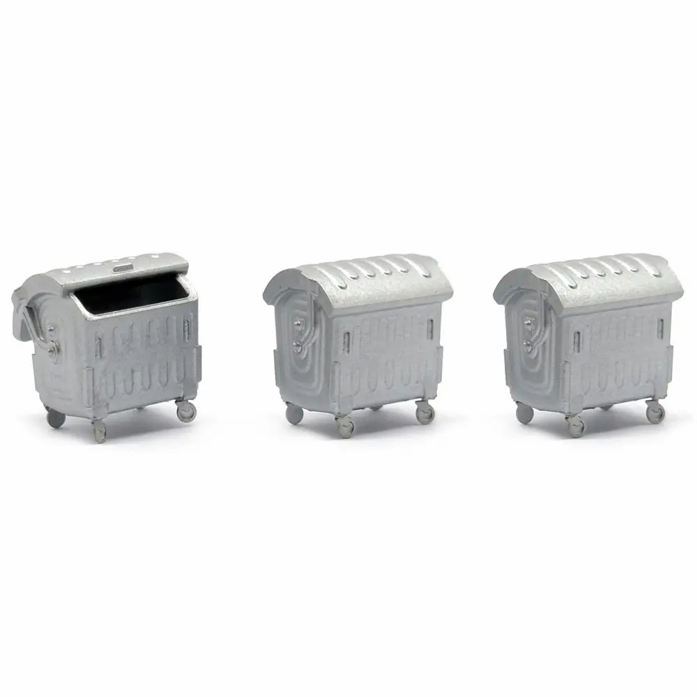 3 poubelles à roulettes en acier galvanisé - Mafen 211079 - N 1/160