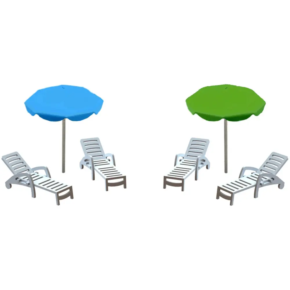 Chaises longues et parasols - 87Train 221125 - HO 1/87 