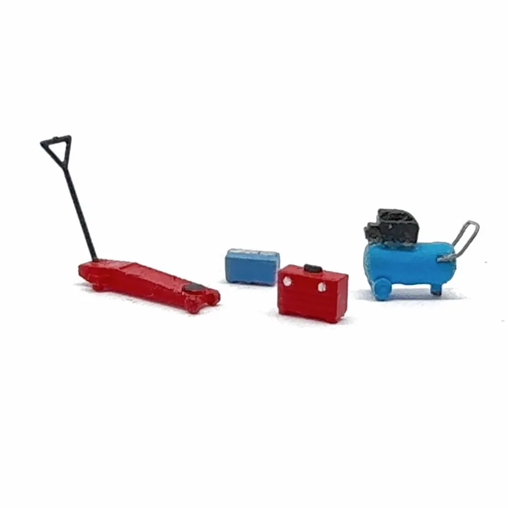 Boîtes à outils, cric hydraulique et 1 compresseur - 87Train 221130 - HO 1/87