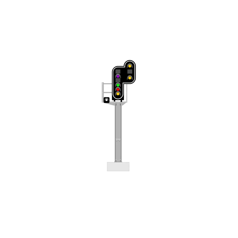 Signal principal avec 7 LEDs (violet/vert/rouge/jaune/blanc + double jaune) - 87train 913214 - HO 1/87 - SNCF 