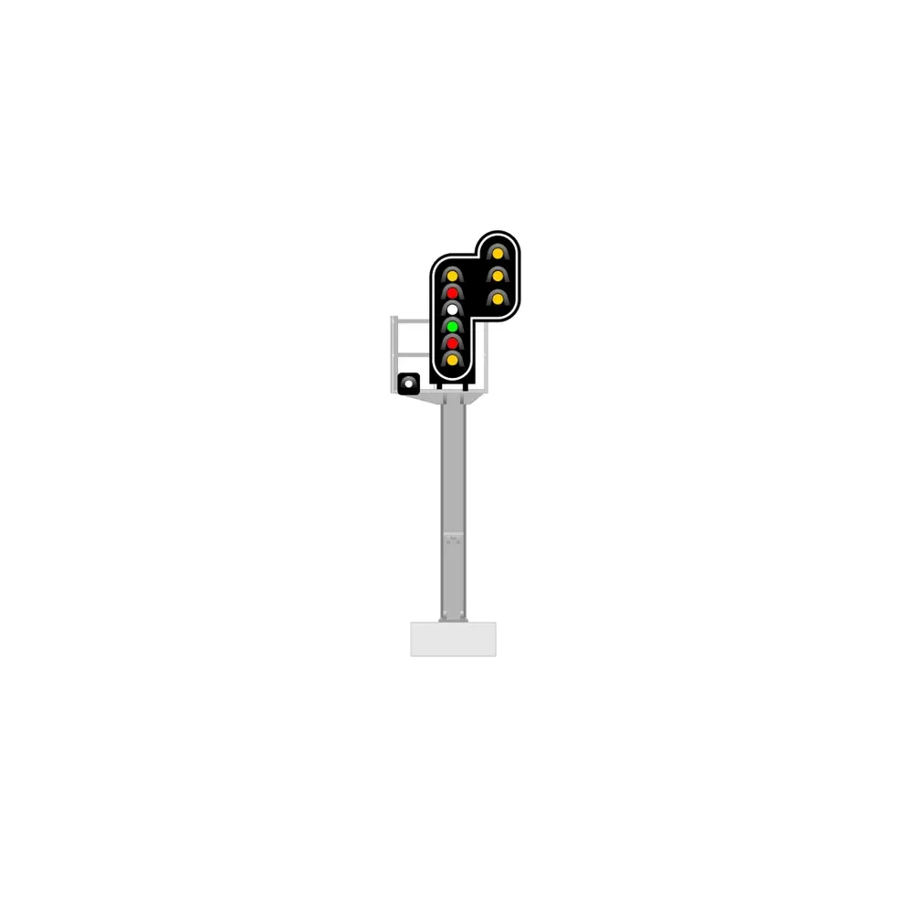 Signal principal avec 10 LEDs (double jaune/rouge/blanc/vert/rouge/jaune/blanc + double jaune) - 87Train 913216 - HO 1/87 - SNCF 
