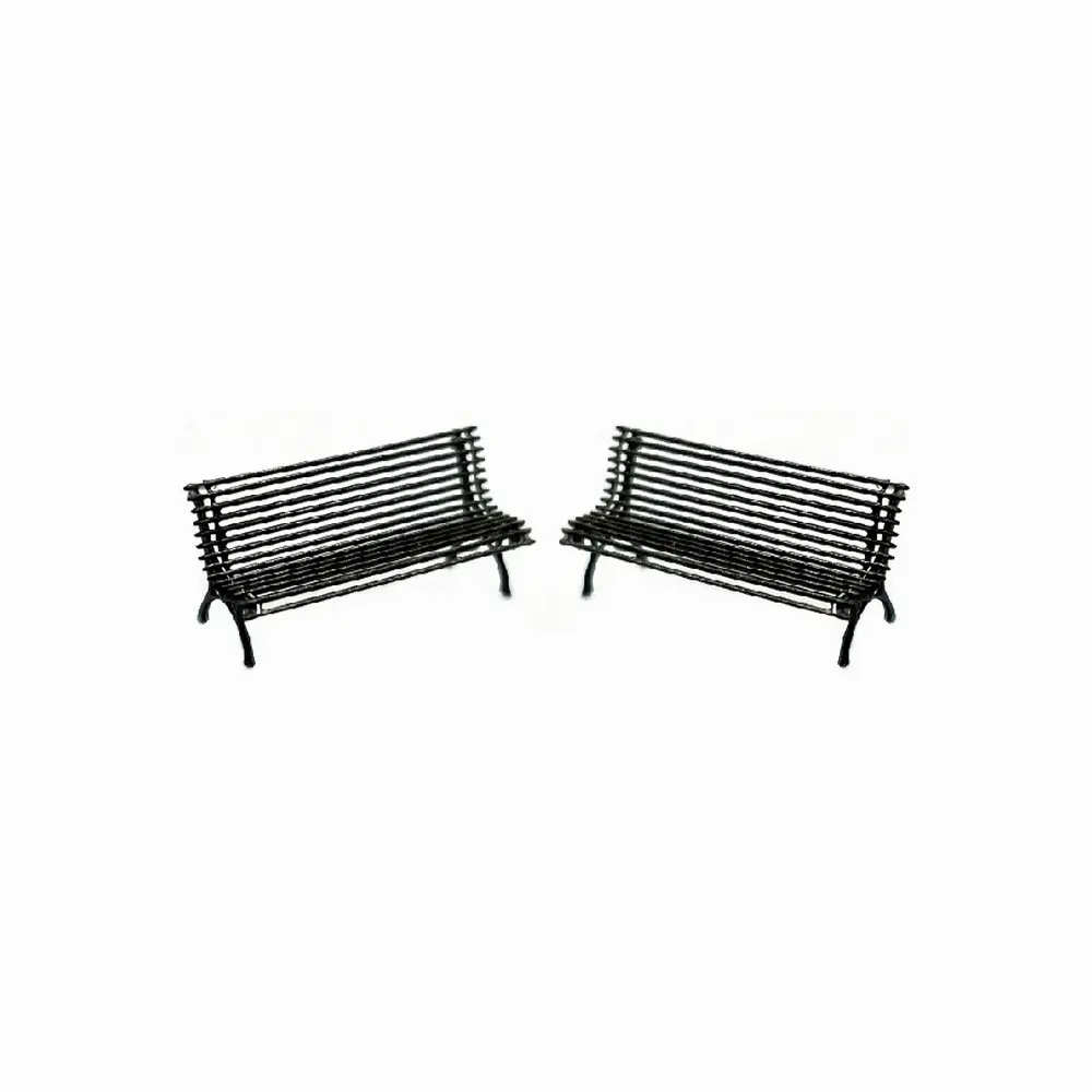 Bancs marron type Barcino - 87Train 221072 - HO 1/87