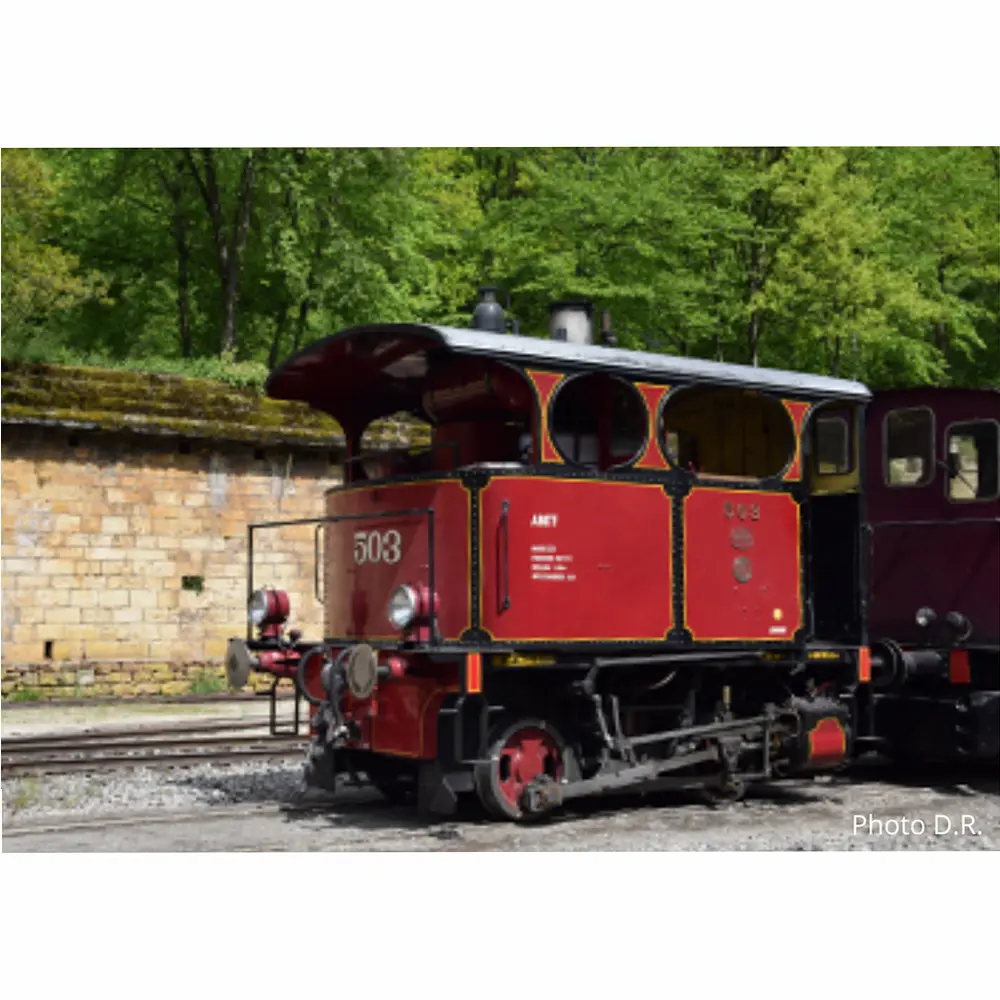 Locomotive de manœuvre à chaudière verticale TRAIN 1900 Luxembourg n°503, constructeur Cockerill, grand toit, rouge filets jaunes - Fulgurex 2287/7 - HO 1/87 - Ep VI - Digital sound - 2R