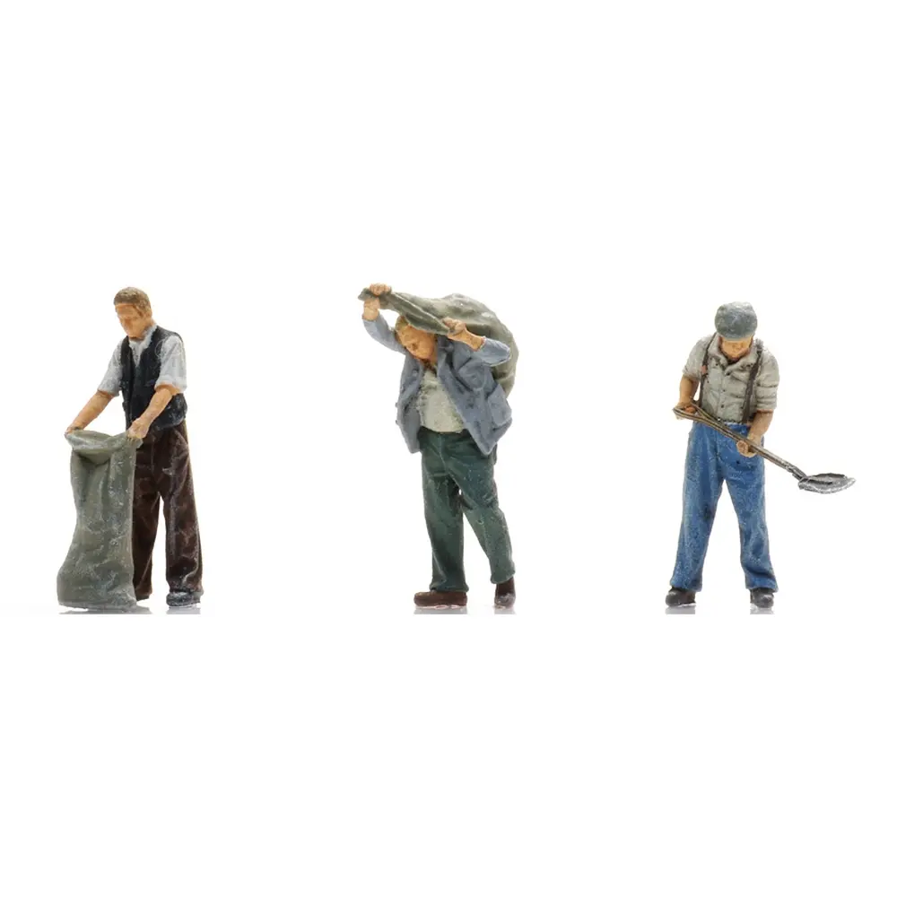  3 figurines marchand de charbon - Artitec 5870113 - HO 1/87 