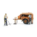 Remorque compresseur avec marteau-piqueur + 2 figurines - Artitec 387.611 - HO 1/87