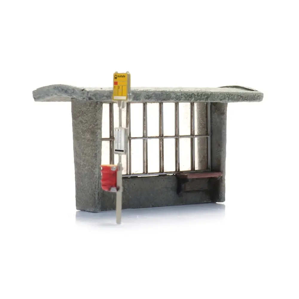 Abribus en béton avec panneau d'arrêt de bus - Artitec 316.103 - N 1/160