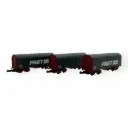 Set de 3 wagons courts bâchés à bogies - Azar models W03-FRP - Z 1/220 - SNCF - Ep IV-V - 2R