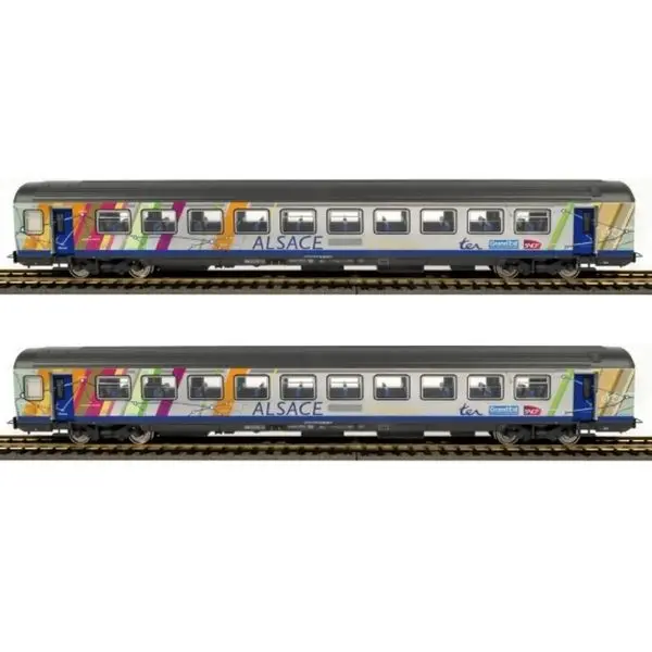 Set de 2 voitures voyageurs Corail Alsace - Piko 97144 - HO 1/87 - SNCF - Ep VI - 2R