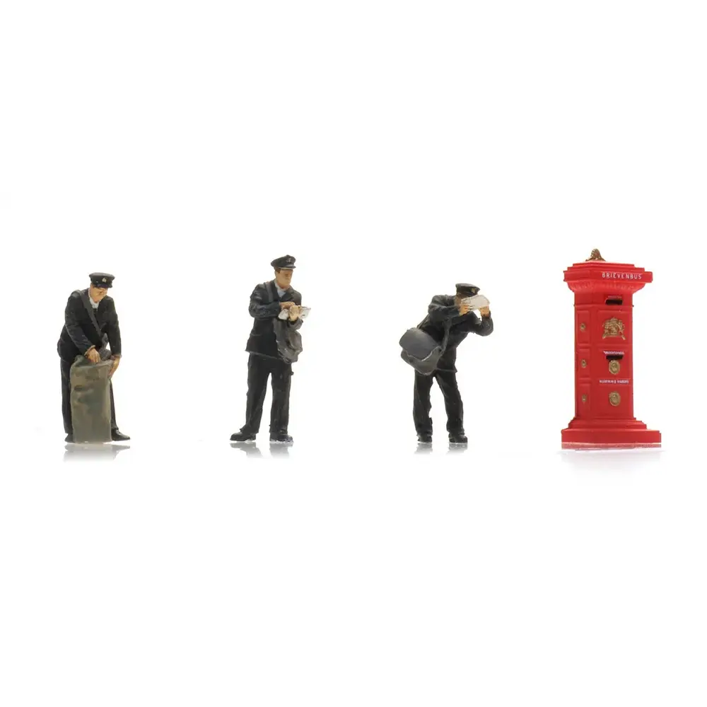 3 facteurs néerlandais + 1 boîte aux lettres - Artitec 5870051 - HO 1/87