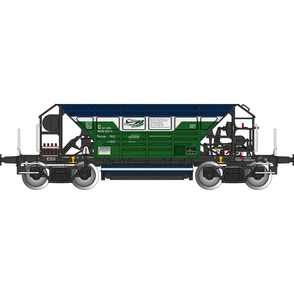 Wagon trémie Faccpp bleu/vert - Albert Modell 683029 - HO 1/87 - SK-ZOS - Ep VI - 2R