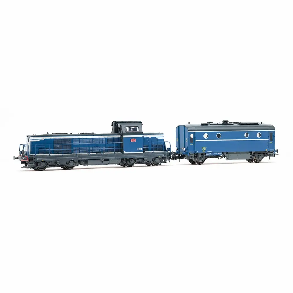 Locomotive diesel BB 66013, blanche/bleue + fourgon-chaudière 800 kg/h, SHmf 788, livrée bleu clair - Jouef HJ2474S - HO 1/87 - SNCF - Ep IV - Digital sound - 2R