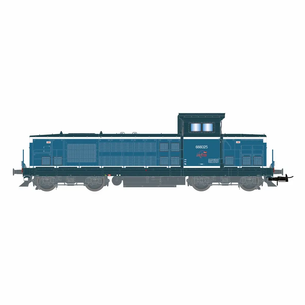 Locomotive diesel BB 666025, livrée blanche/bleue - Jouef HJ2475S - HO 1/87 - SNCF INFRA - Ep VI - Digital sound - 2R