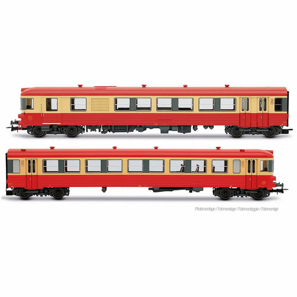 Autorail diesel bicaisse EAD X 4300, livrée rouge/crème à toit rouge - Jouef HJ2625 - HO 1/87 - SNCF - Ep IV - Analogique - 2R