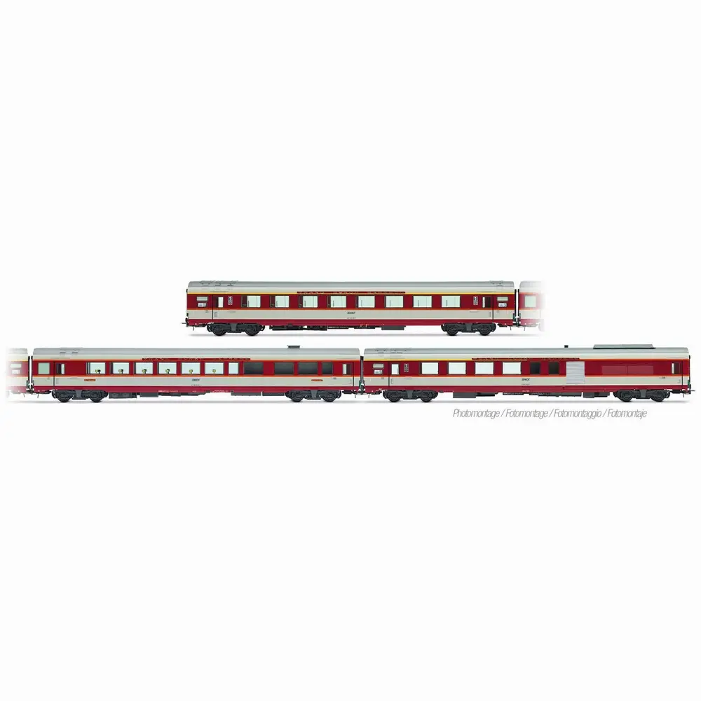 Coffret de 3 voitures « Le Capitole » 1985, A8u + Vru + A4Dtux - Jouef HJ4201HM - HO 1/87 - SNCF - Ep IV - 2R