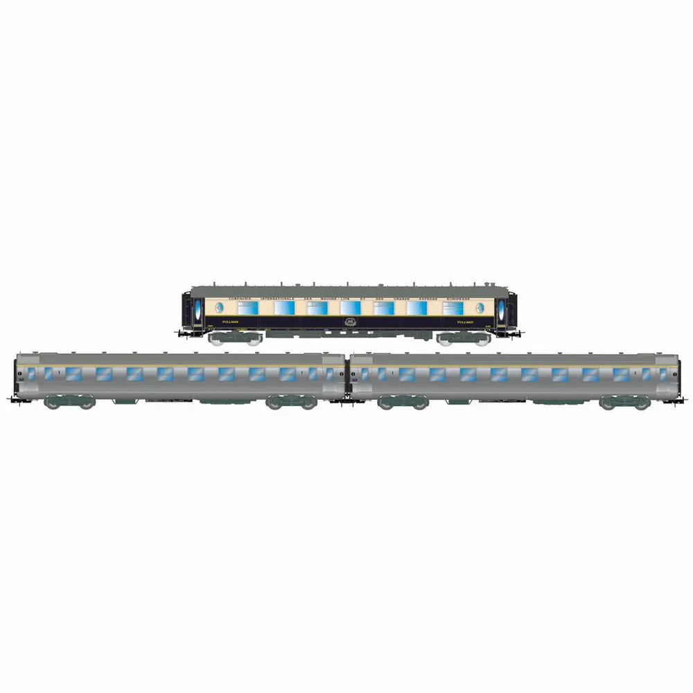 Coffret de 3 voitures « Sud Express », voiture-salon CIWL + 2 x DEV Inox courtes [2/2] - Jouef HJ4214 - HO 1/87 - SNCF - Ep III-IV - 2R