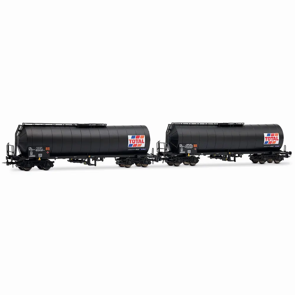 Coffret de 2 wagons-citernes à 4 essieux « TOTAL France », livrée noire - Jouef HJ6323 - HO 1/87 - SNCF - Ep IV - 2R