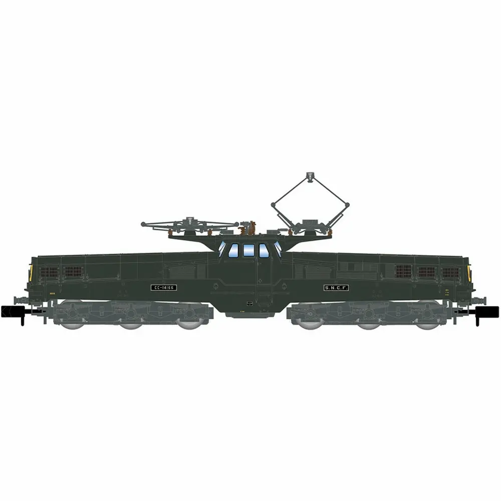  Locomotive électrique CC 14166 en livrée verte/jaune, version fin de carrière, 4 lampes modernes - Arnold HN2582 - N 1/160 - SNCF - Ep IV - Analogique - 2R
