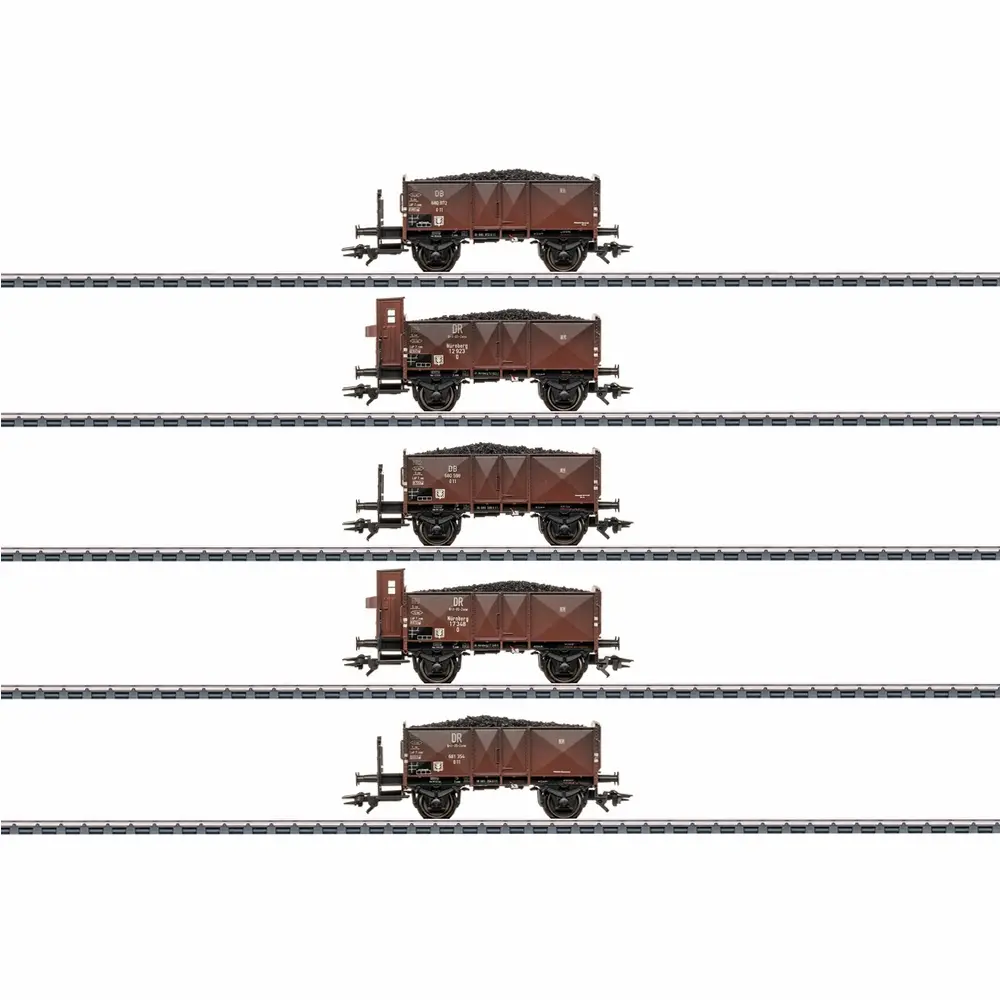 Coffret de 5 wagons tombereaux à charbon - Märklin 46047 - HO 1/87 - DB - Ep III - 3R