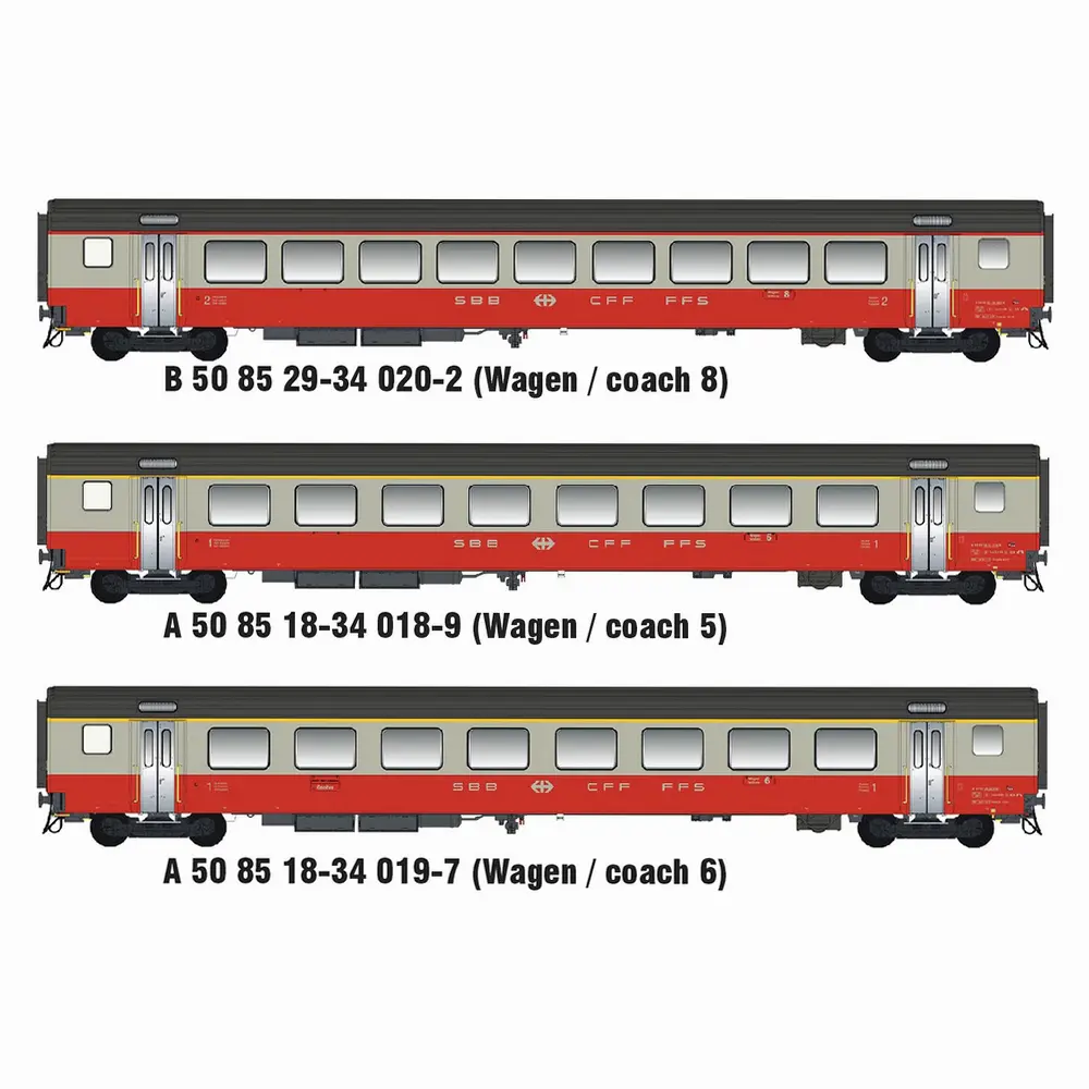 Coffret de 3 voitures voyageurs Swiss Express - Models World MW2108-3DC - HO 1/87 - SBB/CFF - Ep IV - 2R