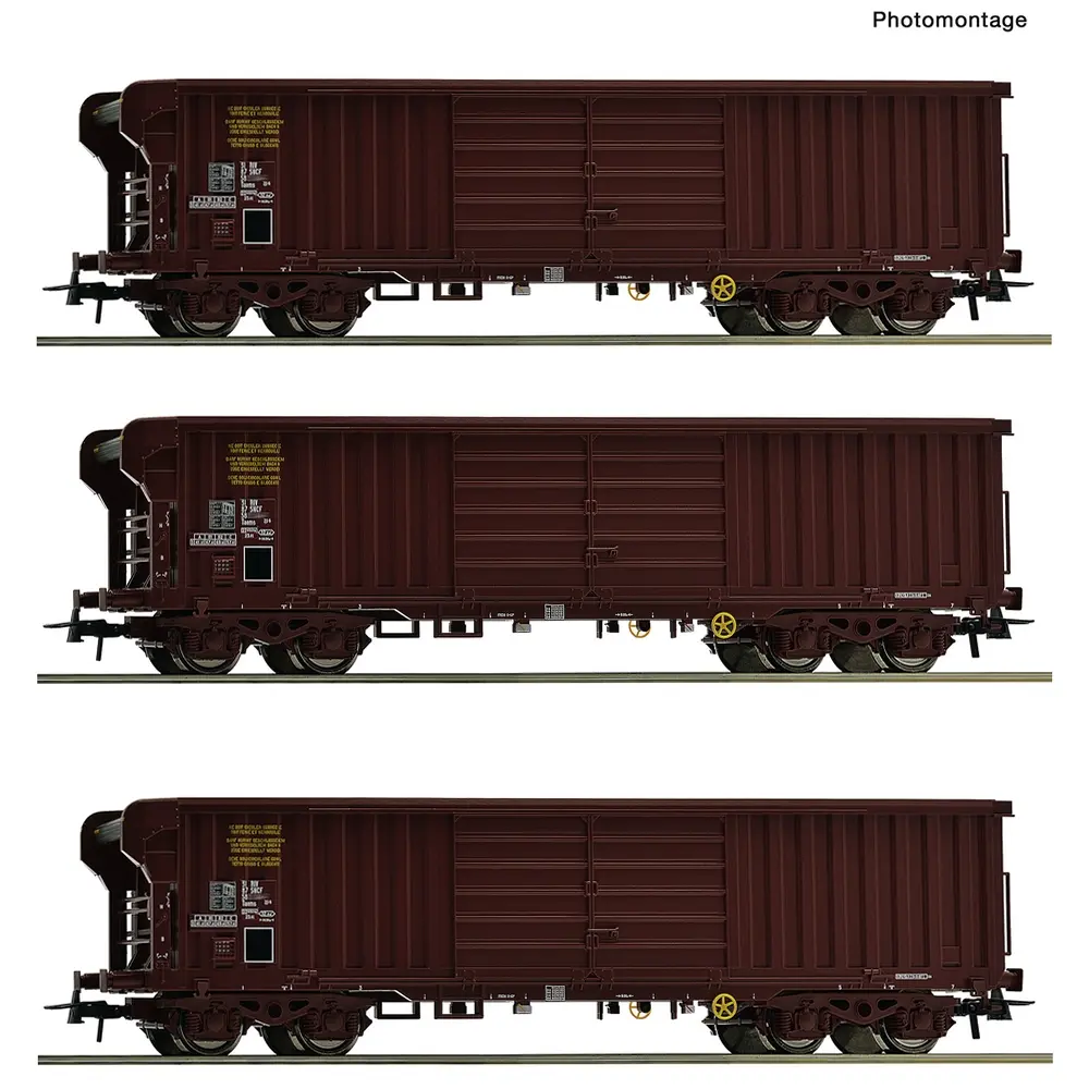 Coffret de 3 wagons à toit roulant - Roco 6600285 - HO 1/87 - SNCF - Ep IV - 2R