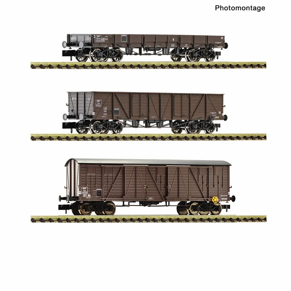 Coffret de 3 wagons de marchandises - Fleischmann 6660167 - N 1/160 - SNCF - Ep III - 2R