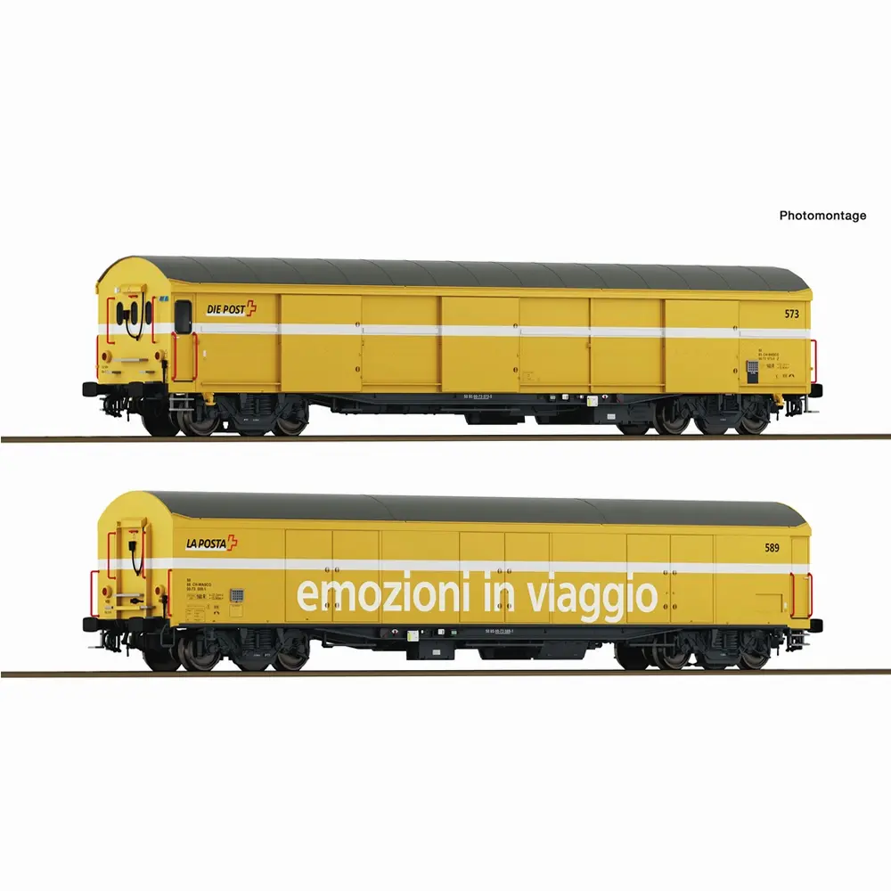 Coffret 2 pièces : Wagons postaux pour colis, Wascosa - Roco 6600243 - HO 1/87 - Ep VI - EINSTELLER - 2R