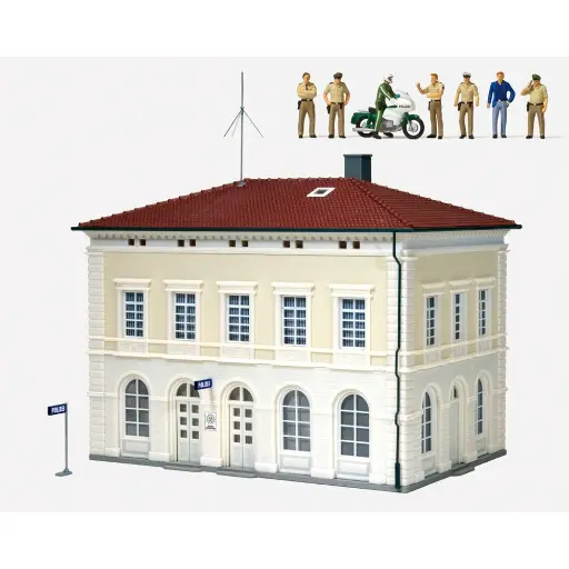 Commissariat de police avec accessoires - Preiser 19000 - HO 1/87