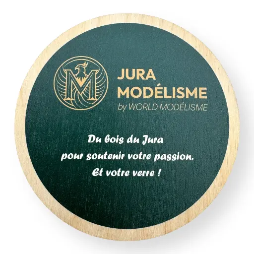 [JMBOCK] Dessous de verre Jura Modélisme by World Modélisme "Du bois du Jura pour soutenir votre passion. Et votre verre !"