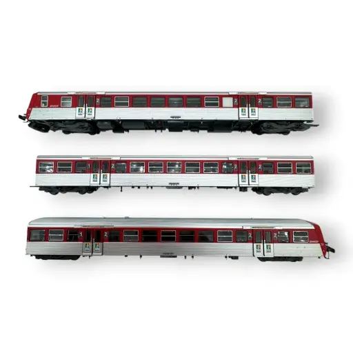 [EP41.09.16] Rame réversible régional RRR, BDx + ABz + AB, Haute Normandie, rouge / inox, logo nouille, n° 114 - EPM 41.09.16 - HO 1/87 - SNCF - Ep IVb-V - Analogique - 2R