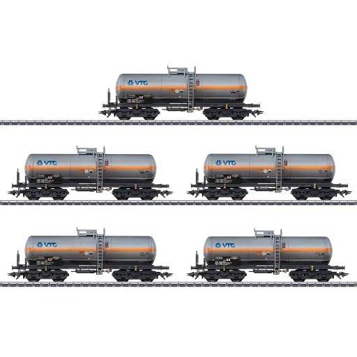 [MA46465] Coffret de 5 wagons-citernes VTG pour le transport de chlore gazeux - Märklin 46465 - HO 1/87 - Ep V - 3R