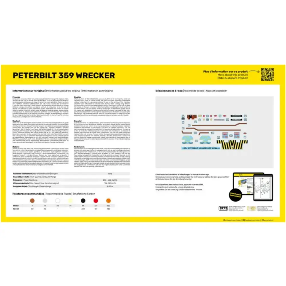 [HE56794] STARTER KIT Peterbilt 359 Wrecker - Heller 56794 - 1/43