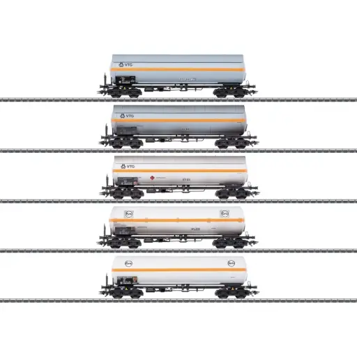 [MA48480] Coffret de 5 wagons citernes pour le transport de gaz sous pression VTG et Eva - Märklin 48480 - HO 1/87 - VTG/Eva - Ep IV - 3R