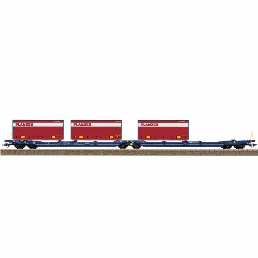 [TR24474] Wagon porte-conteneurs de poche Sdggmrss articulé VTG - Trix 24474 - HO 1/87 - Privée - Ep VI - 2R