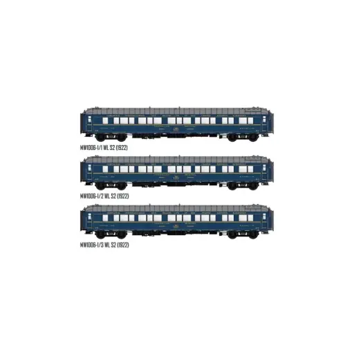 [MW1006-1] Coffret de 3 voitures WL S2, livrée 1922, "Bombay Express" 1933, avec éclairage - Models World 1006-1 - HO 1/87 - CIWL - Ep II - 2R