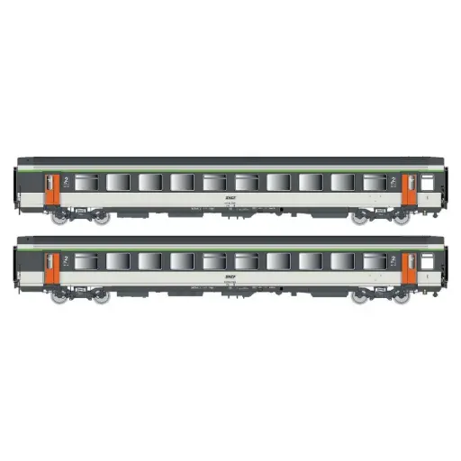 [LS41213] Set de 2 voitures Corail VTU B11rtu + B11tu, livrée Corail d’origine, logo encadré - LS Models 41213 - HO 1/87 - SNCF - Ep IV - 2R