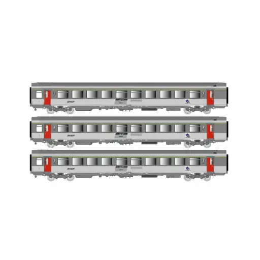[LS41219] Set de 3 voitures éclairées Corail VTU A10tu, B11tu, B11tux, TER Alsace, logo Nouille - LS Models 41219 - HO 1/87 - SNCF - Ep V - 2R