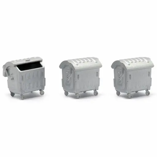 [MA211079] 3 poubelles à roulettes en acier galvanisé - Mafen 211079 - N 1/160