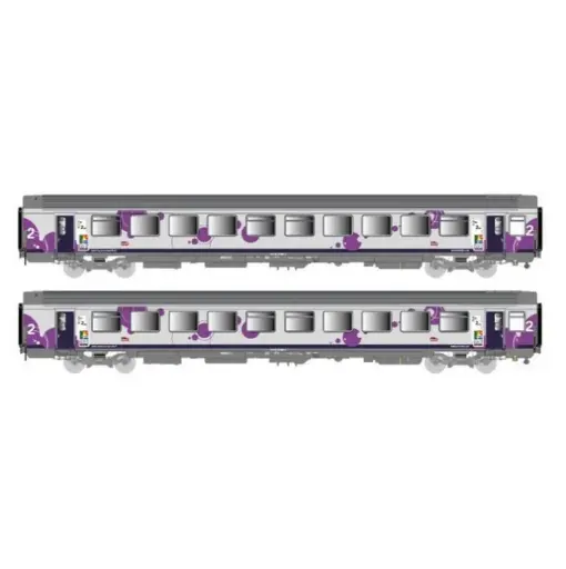 [LS41212] Set de 2 voitures corail VTu B11tu, livrée Intercités région Haute-Normandie, logo Carmillon - LS Models 41212 - HO 1/87 - SNCF - Ep VI - 2R
