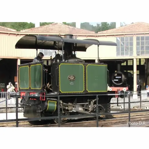 [FU2287-8] Locomotive de manœuvre à chaudière verticale AJECTA 020 bis "Suzanne", constructeur Cockerill, grand toit, vert/noir filets jaunes - Fulgurex 2287/8 - HO 1/87 - Privée - Ep VI - Digital sound - 2R