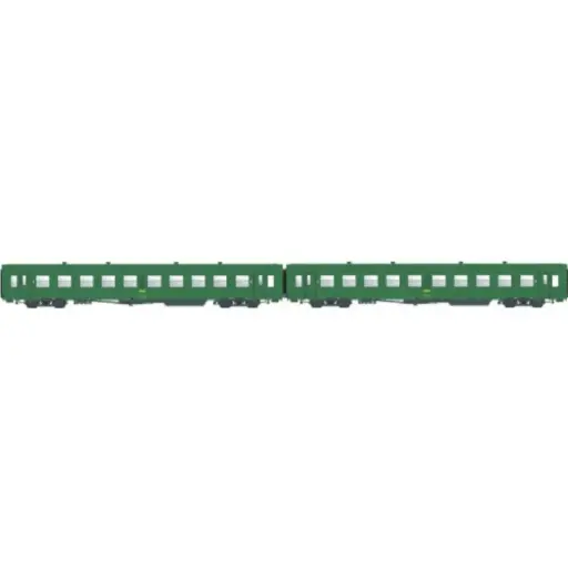 [MW40032] Set de 2 voitures USI livrée verte, 2 x B10t U61, logo encadré jaune - Models World 40032 - HO 1/87 - SNCF - Ep IV - 2R