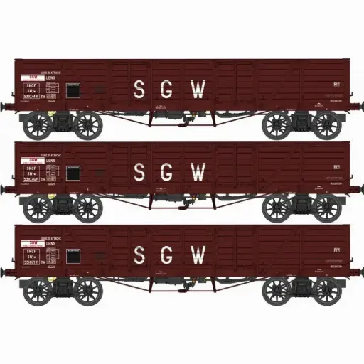 [WB854] Set de 3 wagons TP Tombereau - REE Modèles WB854 - HO 1/87 - SNCF - Ep IIIb - 2R