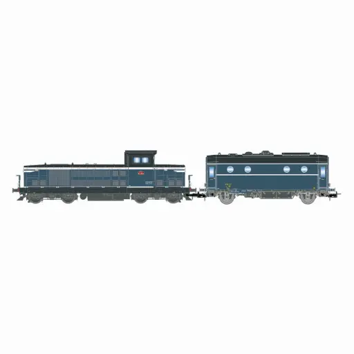 [HJ2474S] Locomotive diesel BB 66013, blanche/bleue + fourgon-chaudière 800 kg/h, SHmf 788, livrée bleu clair - Jouef HJ2474S - HO 1/87 - SNCF - Ep IV - Digital sound - 2R