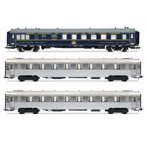 [HJ4213] Coffret de 3 voitures « Sud Express », voiture-restaurant CIWL + 2 x DEV Inox courtes [1/2] - Jouef HJ4213 - HO 1/87 - SNCF - Ep III-IV - 2R