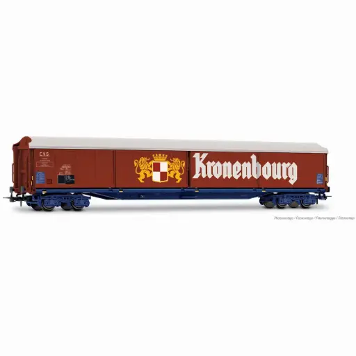 [HJ6322] Wagon à parois coulissantes à 4 essieux type Habis, « Kronenbourg », chassis bleu - Jouef HJ6322 - HO 1/87 - SNCF - Ep IV - 2R