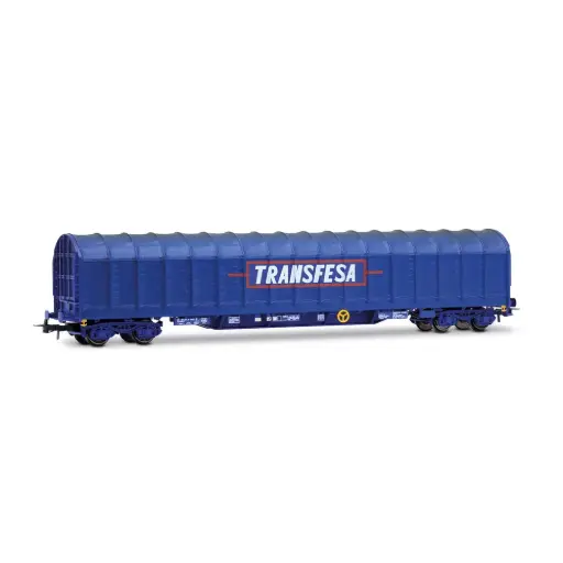 [HE6086] Wagon bâché à bogies type Rils, "Transfesa", livrée bleue - Electrotren HE6086 - HO 1/87 - SNCF/RENFE - Ep IV - 2R